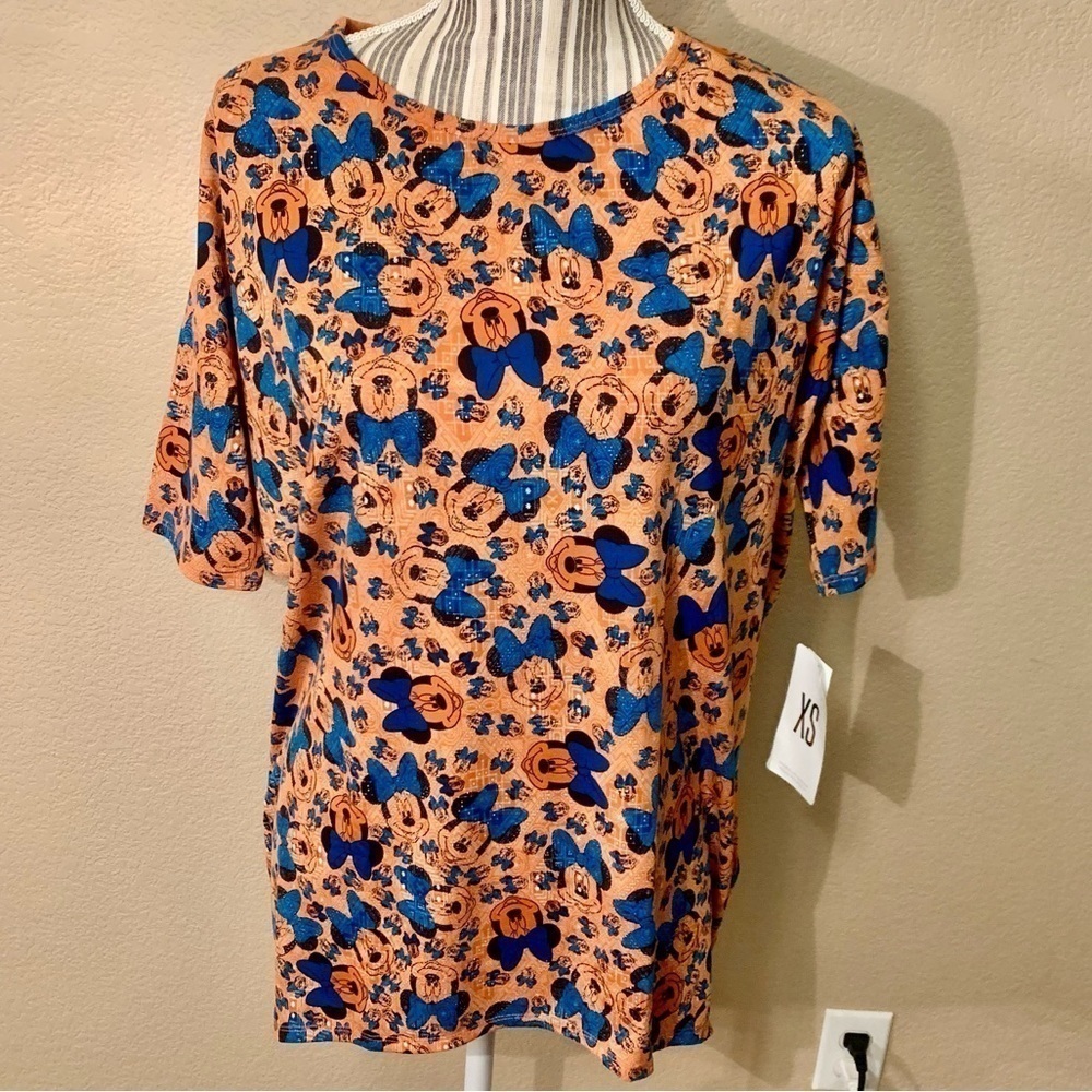 NWT LulaRoe Top XS Disney T-Shirt Minnie Mouse Orange Short-Sleeved Shirt